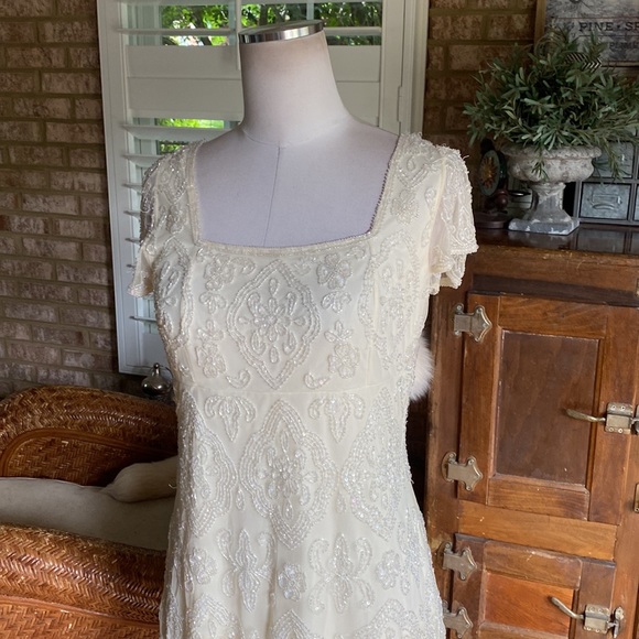 PIZARRO NIGHTS BEADED OFF WHITE GOWN DRESS EVENING 8 - Picture 2 of 8